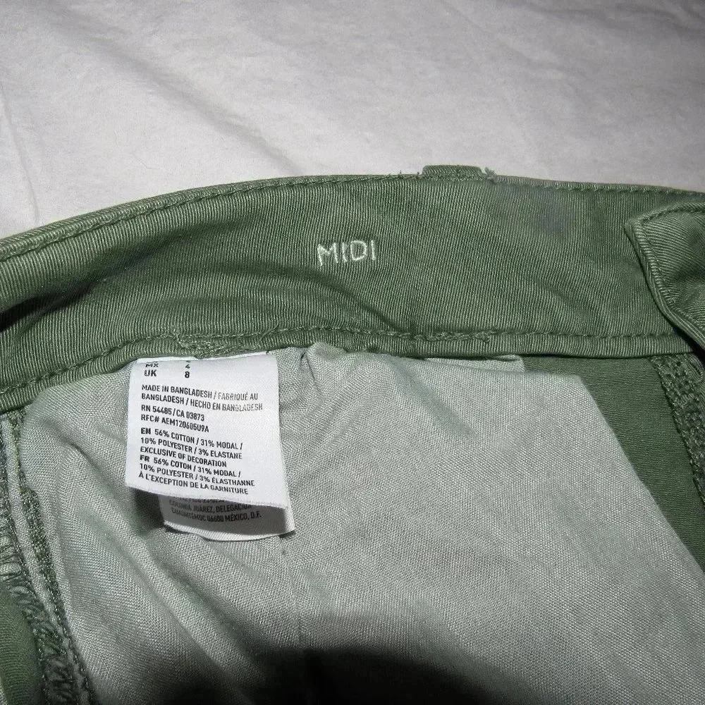 AMERICAN EAGLE Midi Super Stretch Green Shorts 4 - Picture 5 of 5